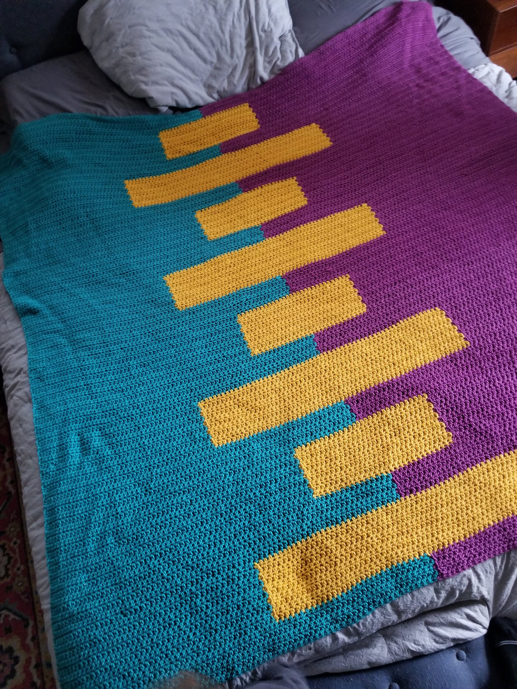 Geometric Block Crochet Blanket