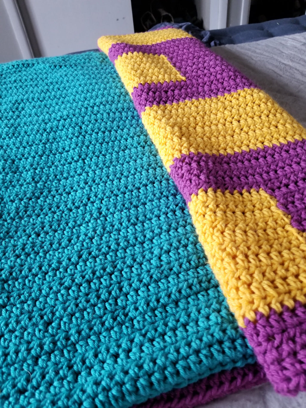 Geometric Block Crochet Blanket