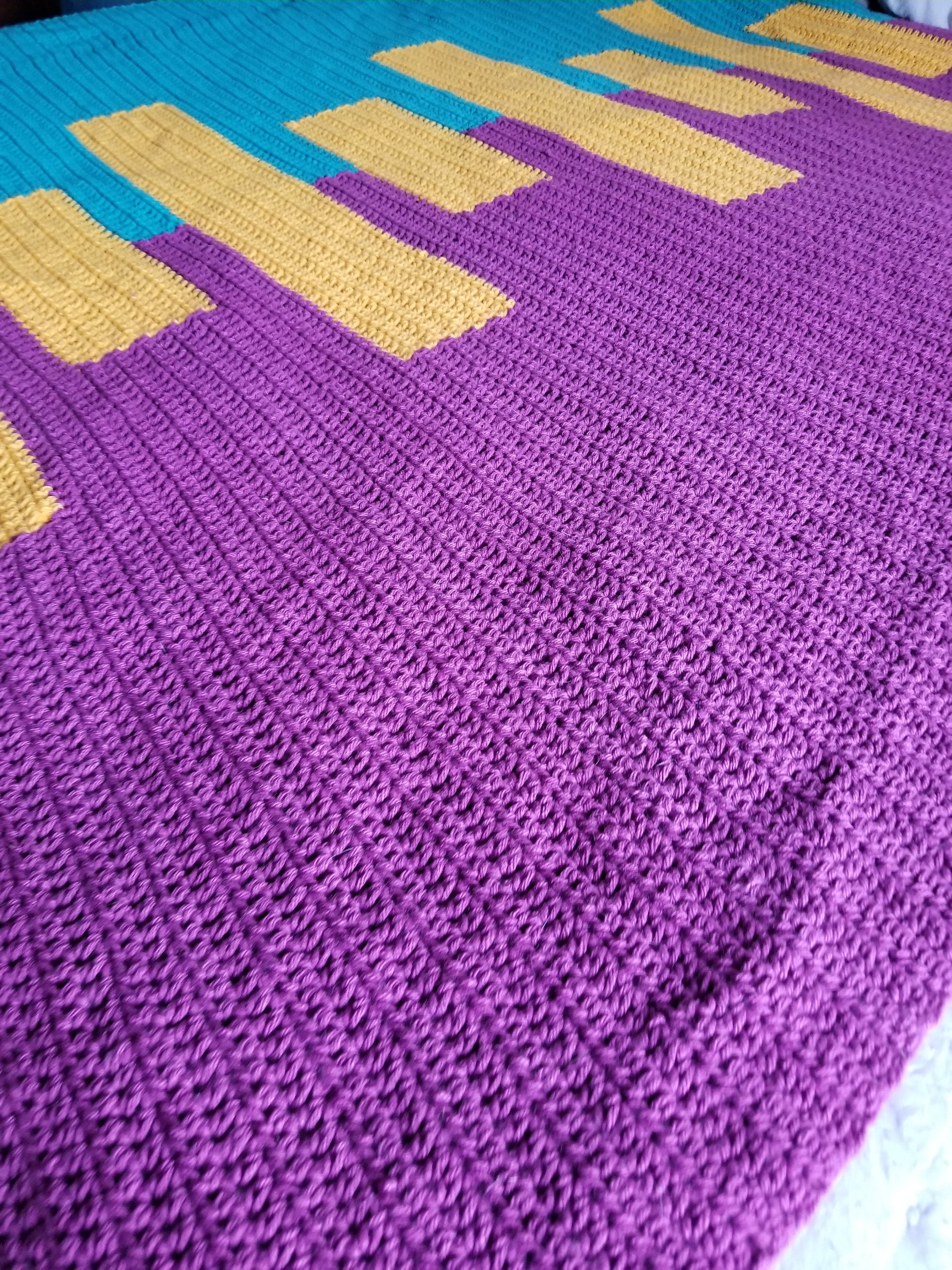 Geometric Block Crochet Blanket